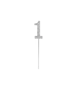 Silver Diamond Cake Topper Number 1