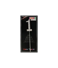Silver Diamond Cake Topper Number 1