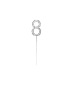 Silver Diamond Cake Topper Number 8