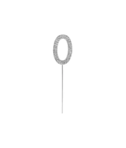 Silver Diamond Cake Topper Number 0