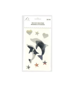Silver Dolphin Mirror stickers 19.5x10cm