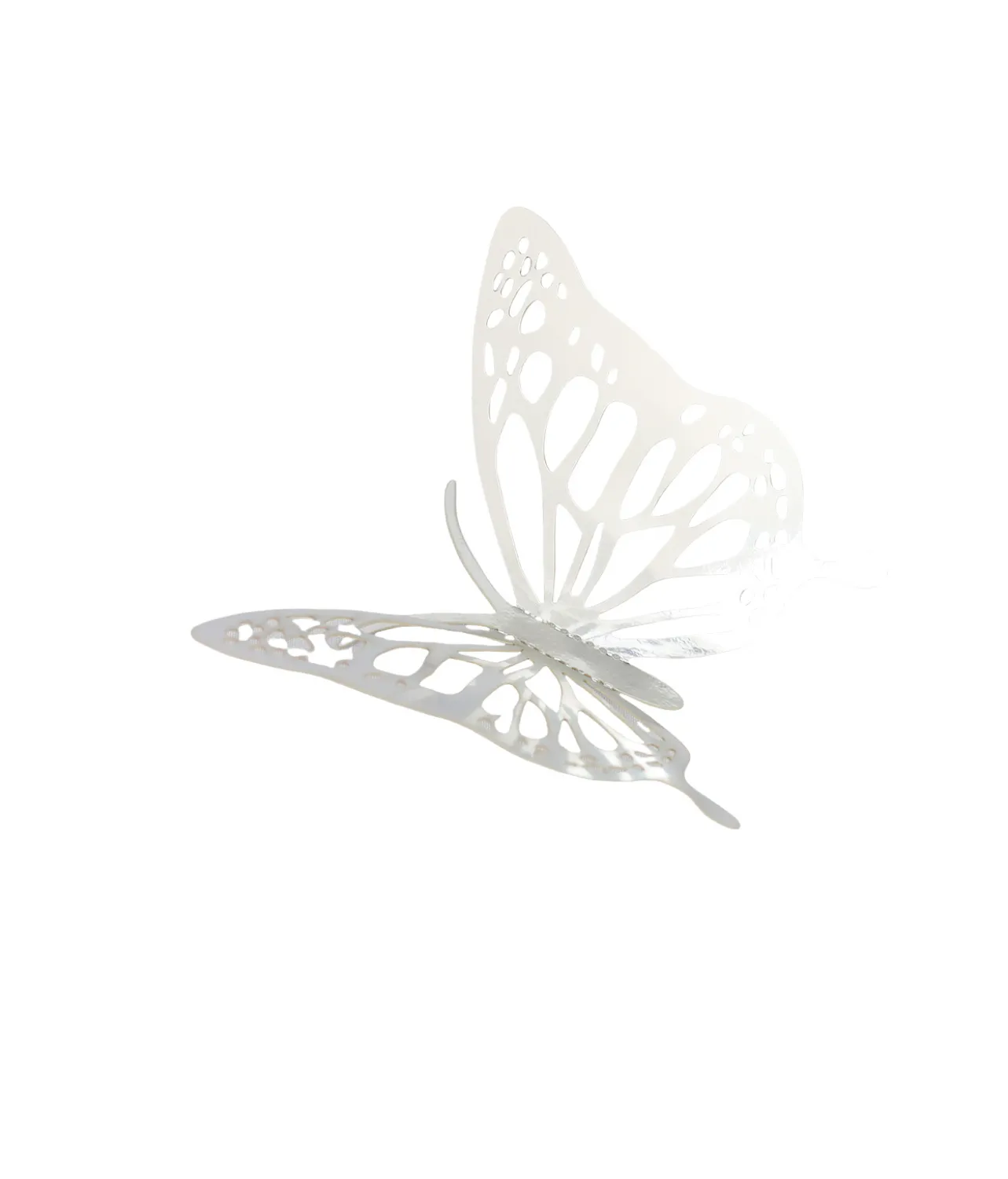 Silver 3D Paper Bufferfly with Glue 12pc