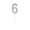 Silver Glitter Cake Topper Number 6