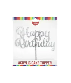 Silver Glitter Happy Birthday Acrylic