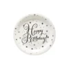 Silver Happy Birthday Paper Plates 12x9in