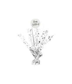 Silver Happy Birthday Table Centerpiece