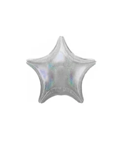 Silver Holo Glitter Star Foil Balloon 18in