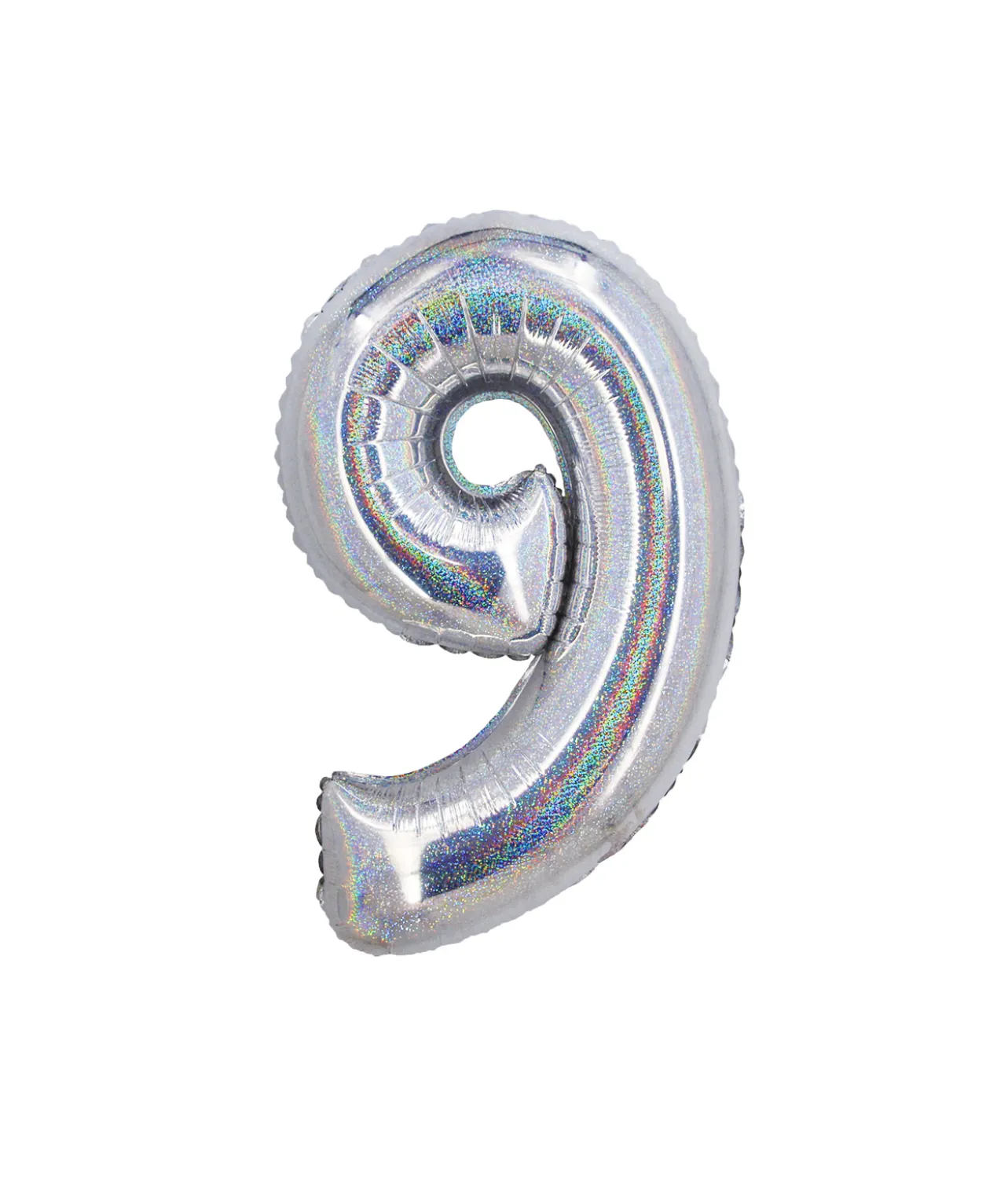 Silver Holographic Foil Number Balloon 9