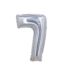 Silver Holographic Foil Number Balloon 7