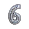 Silver Holographic Foil Number Balloon 6
