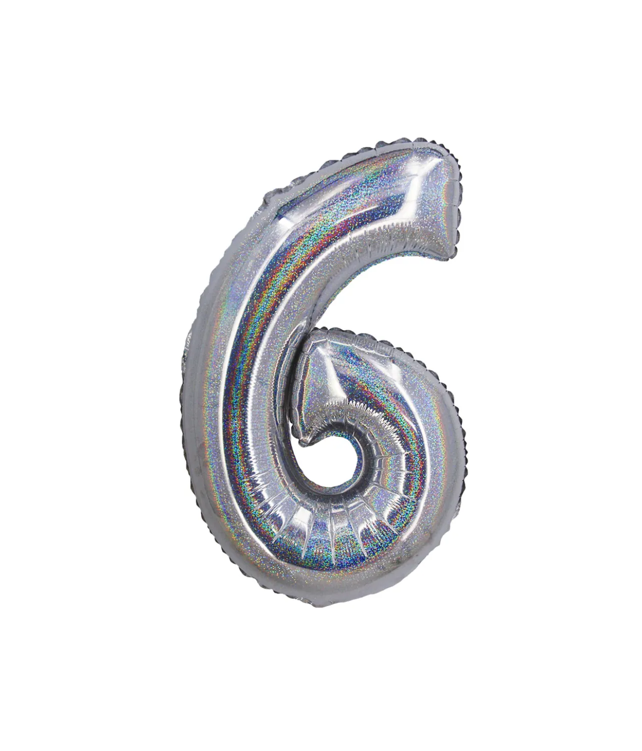 Silver Holographic Foil Number Balloon 6