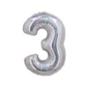 Silver Holographic Foil Number Balloon 3