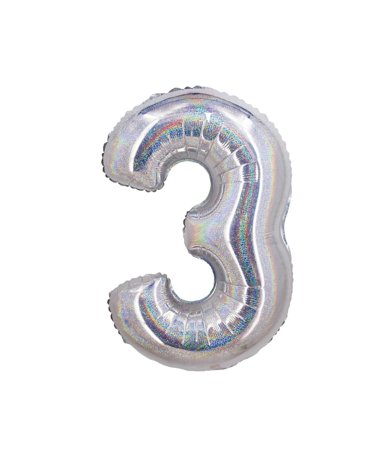 Silver Holographic Foil Number Balloon 3