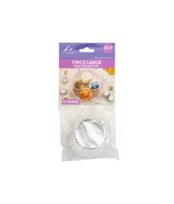 Silver Large Paper Cupcake Cups 75pcs