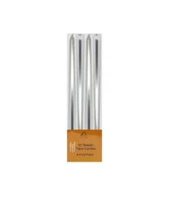 Silver Metallic Taper Candles 4pk