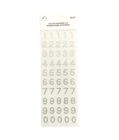Silver Number 0-9 Rhinestone Stickers