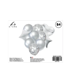 Silver Party Balloons Assorted 10pc