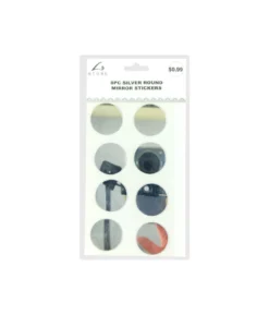 Silver Round Mirror stickers 19.5x10cm 8pc
