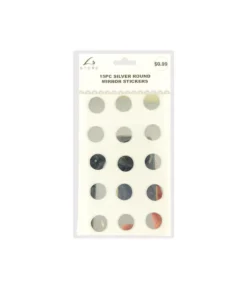Silver Round Mirror stickers 19.5x10cm 15pc