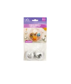 Silver Small Paper Cupcake Cups 75pcs