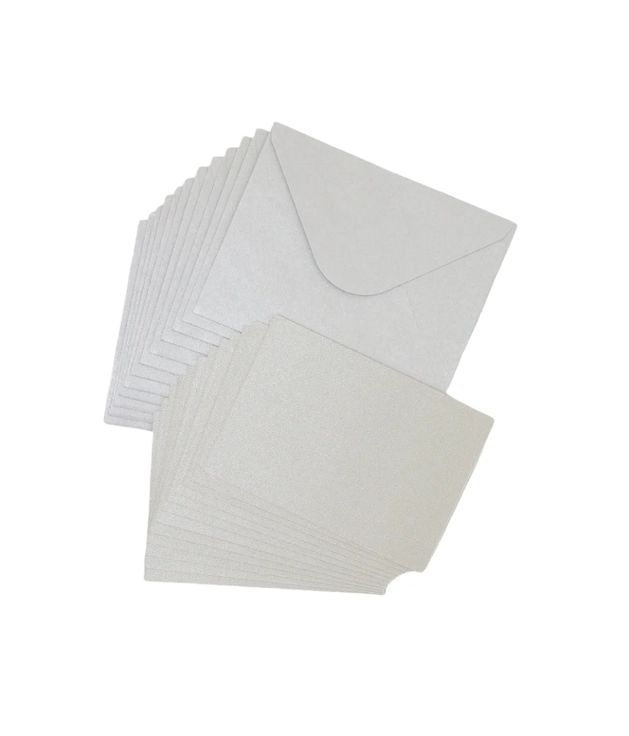 Silver Small Pearlised Cards & Envelopes Set 12pc