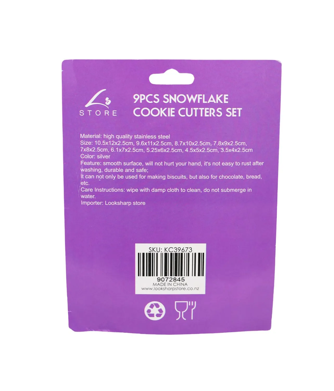 Snowflake Cookie Cutters Set 9pc