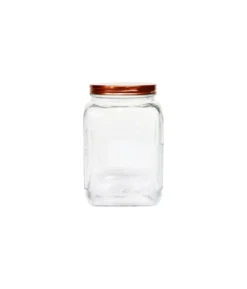 Square Glass Jar With Copper Lid 1470ml
