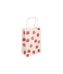 Strawberry Printed Paper Bags 21cm 4pk