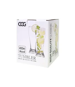 Tall Drinking Glass 400ml 4pk