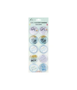 Team Boy Themed Badges 5.8cm 10pk