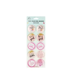 Team Girl Themed Badges 5.8cm 10pk