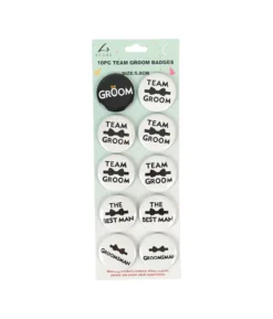 Team Groom Badges 5.8cm 10pc