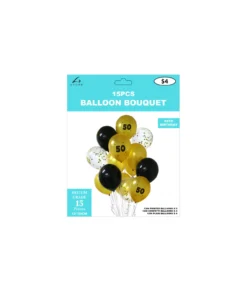 50th Birthday Latex Balloon Bouquet 15pc
