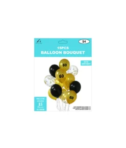 60th Birthday Latex Balloon Bouquet 15pc