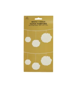 Tissue Paper Pompom White 3pk