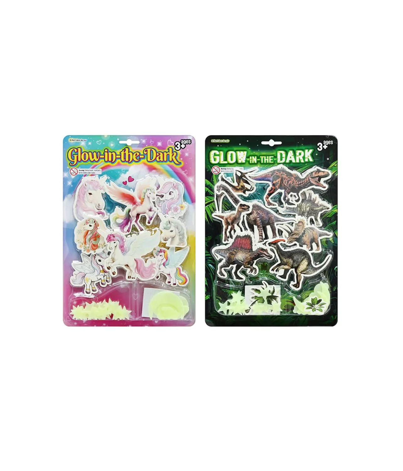Unicorn & Dinosaur Glow In Dark Wall Sticker Assorted