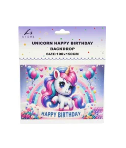 Unicorn Happy Birthday Backdrop 100x150cm