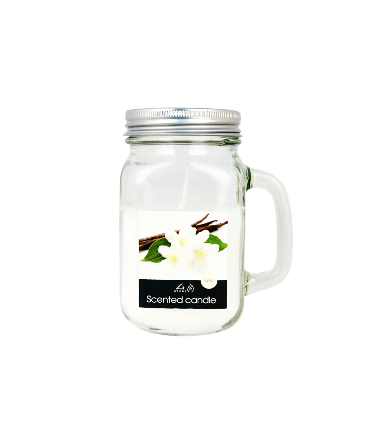 Vanilla Scented Candle In Glass Handle Jar