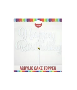White Acrylic Happy Birthday Topper