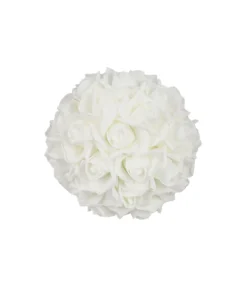 White Artificial Craft Rose Ball 18cm