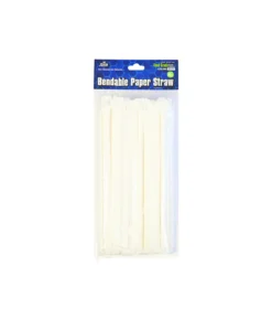 White Bent Paper Straws 50pk