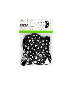 White & Black Polka Dots Latex Balloons 12inch 20pk