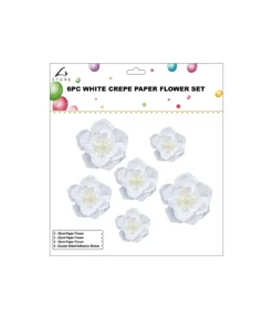 White Crepe Paper Flower Set 6pk