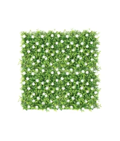 White Flowers Artificial Plastic Leaf Mat 50cm