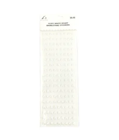 White Heart Rhinestones Stickers 153pc