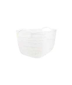 White Plastic Storage Box With Handles 34×25.5×20.5cm