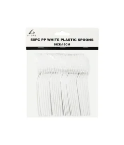 White PP Reusable Spoons 50pc 15cm