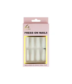 White Press On Nails 24pc