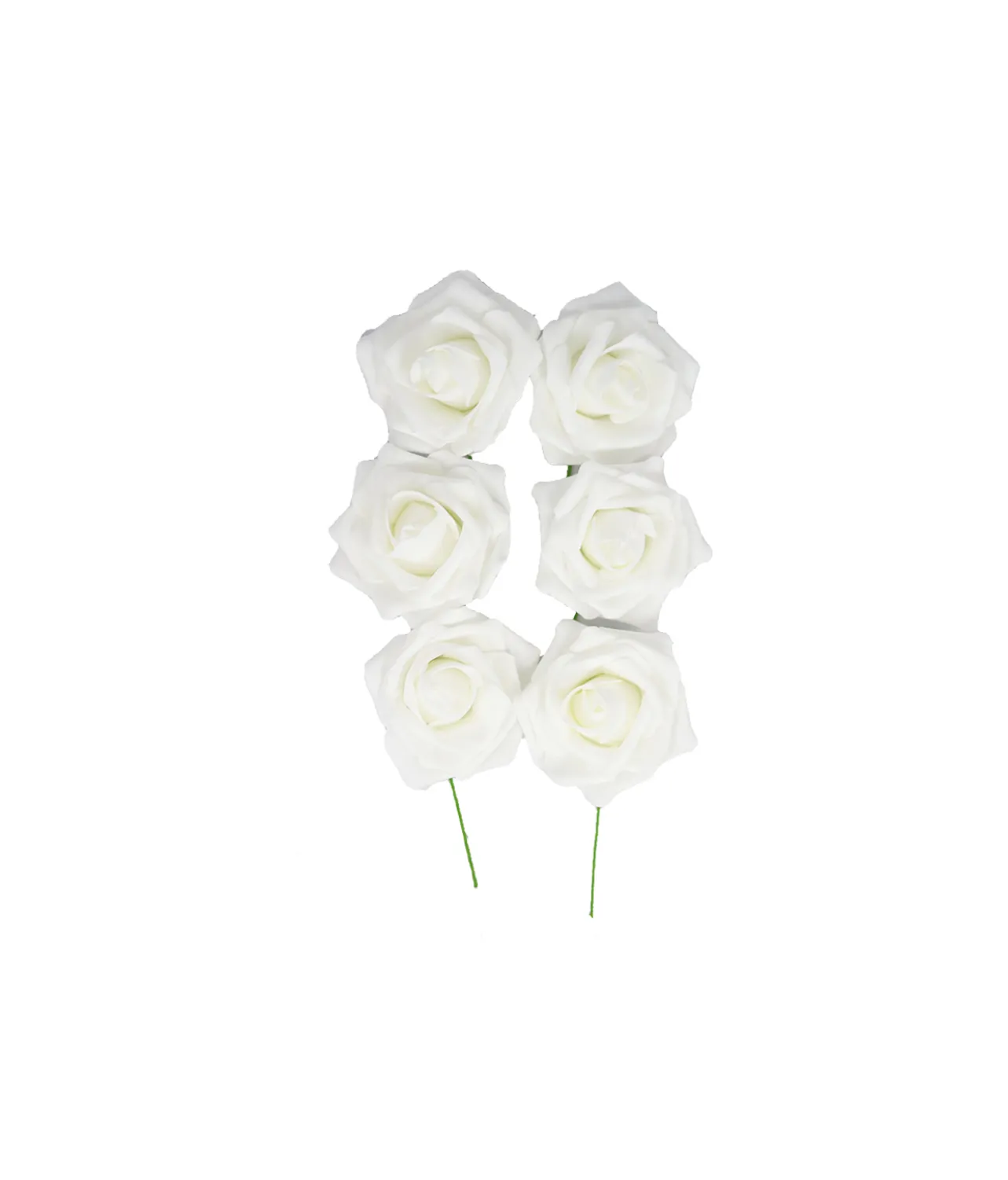 White Rose Artificial Craft Flower 6pc 10cm