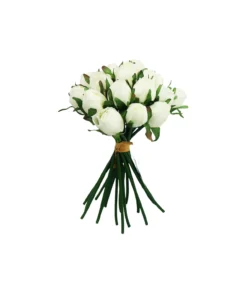 White Rose Bud 18 Head 28cm